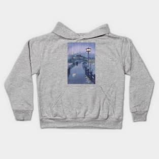 Evening rain at the Shinobazu pond Kids Hoodie